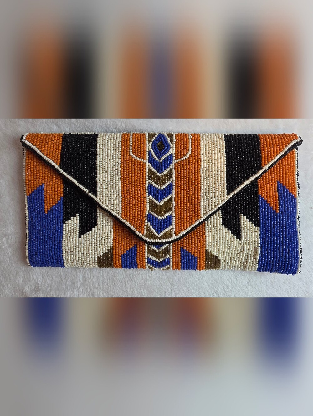 Beaded Geometric Envelope Clutch Purse Boho